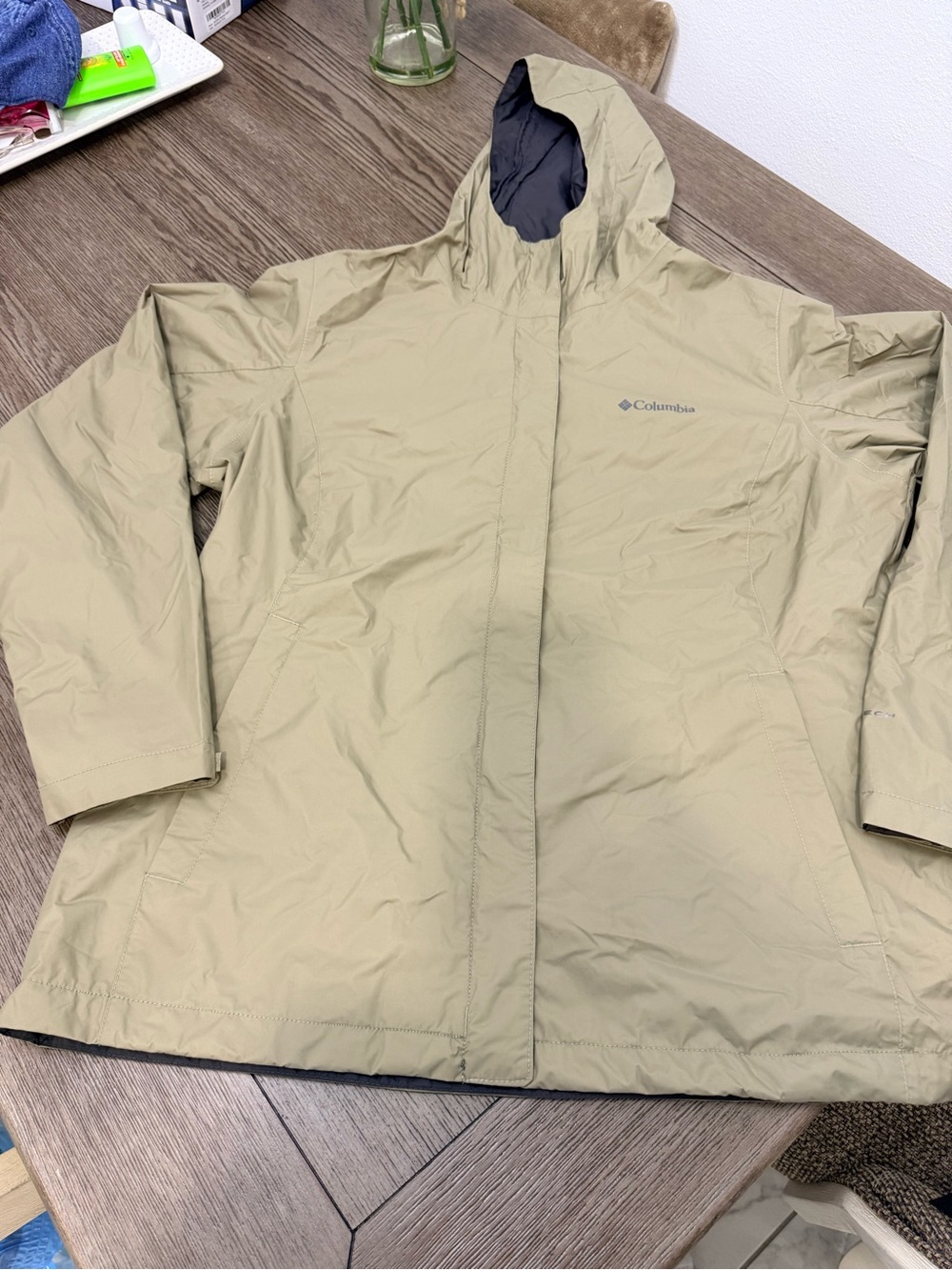Columbia Light Tan Omni-Tech Hooded Shell Jacket